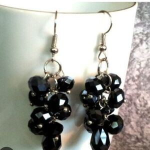 Black and Gold Cluster Earrings